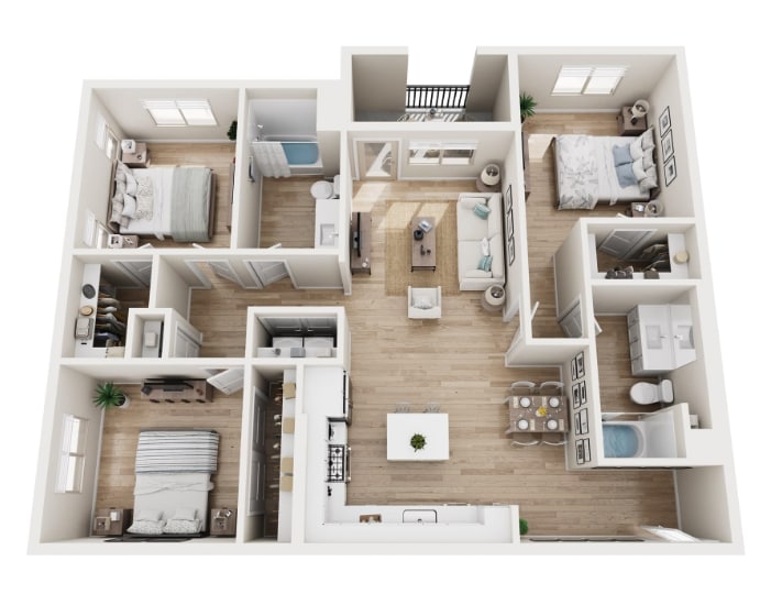 Floor Plan - 3BD, 2BTH C1
