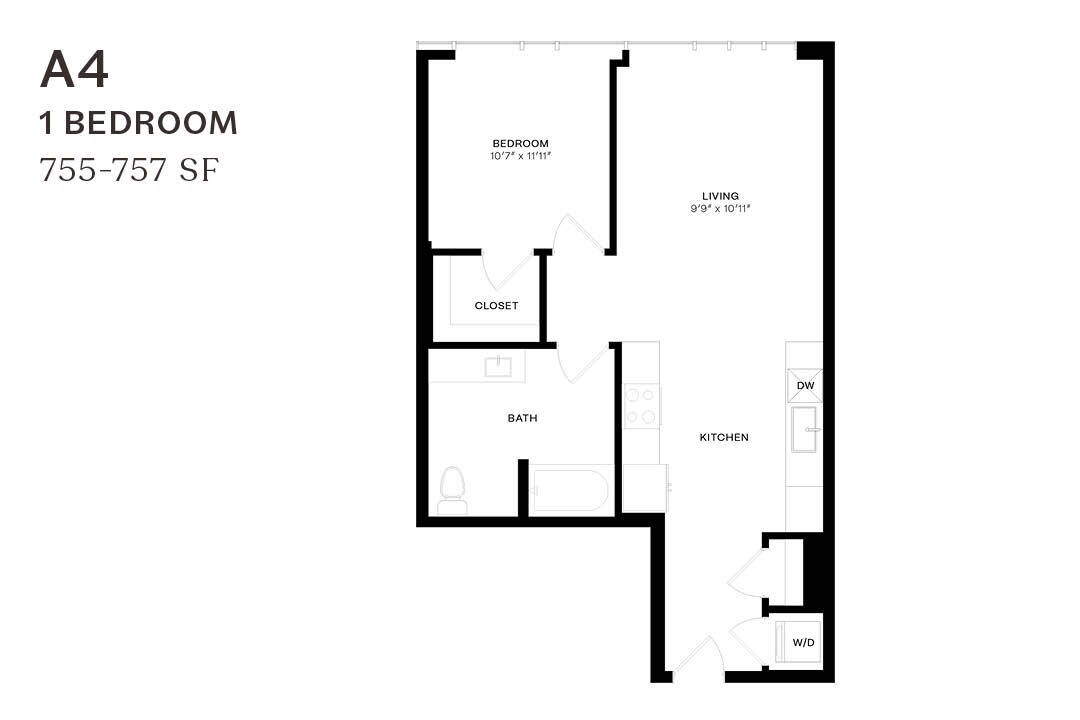 Floor Plan - One Bedroom A4