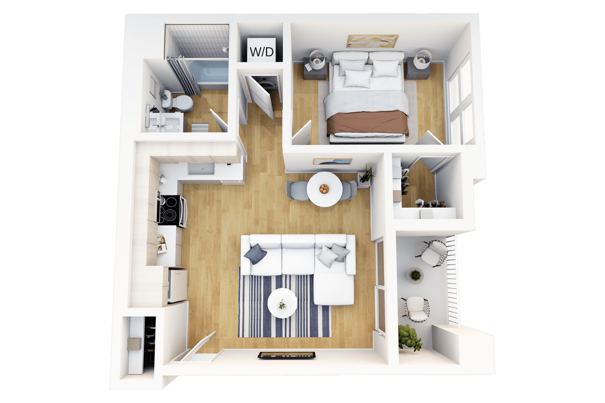 Floor Plan - 1 Bedroom, 1 Bath C