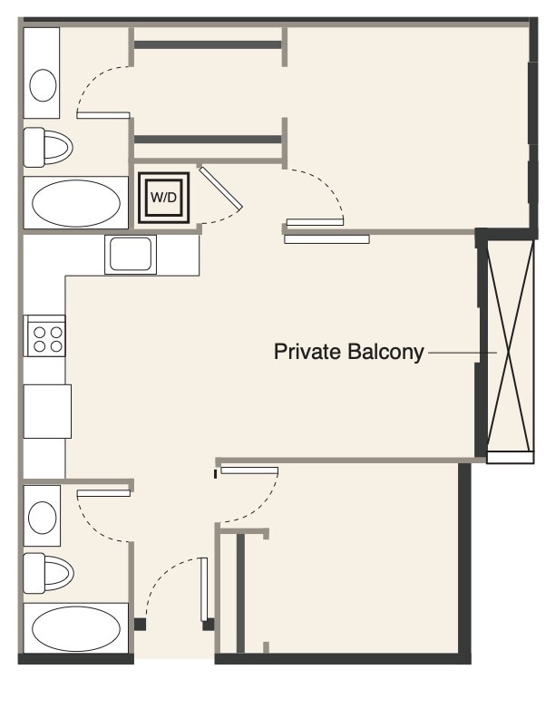 Floor Plan - F 2 bed, 2 bath