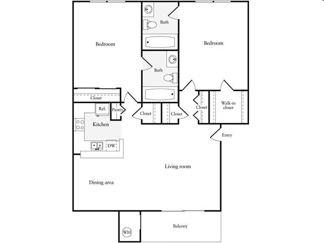2BR/2BA - Floorplan B (2x2)
