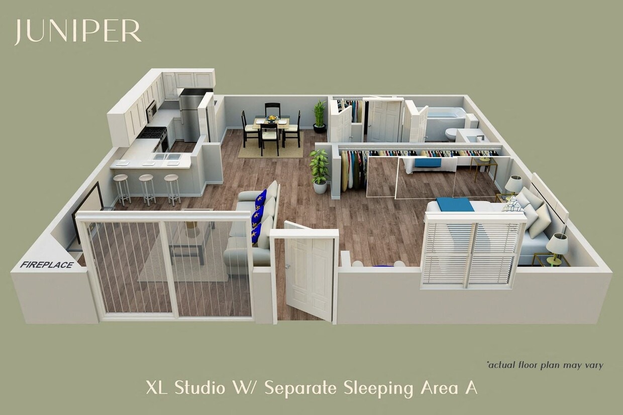 Floor Plan - XL Studio With Separate Sleeping Area