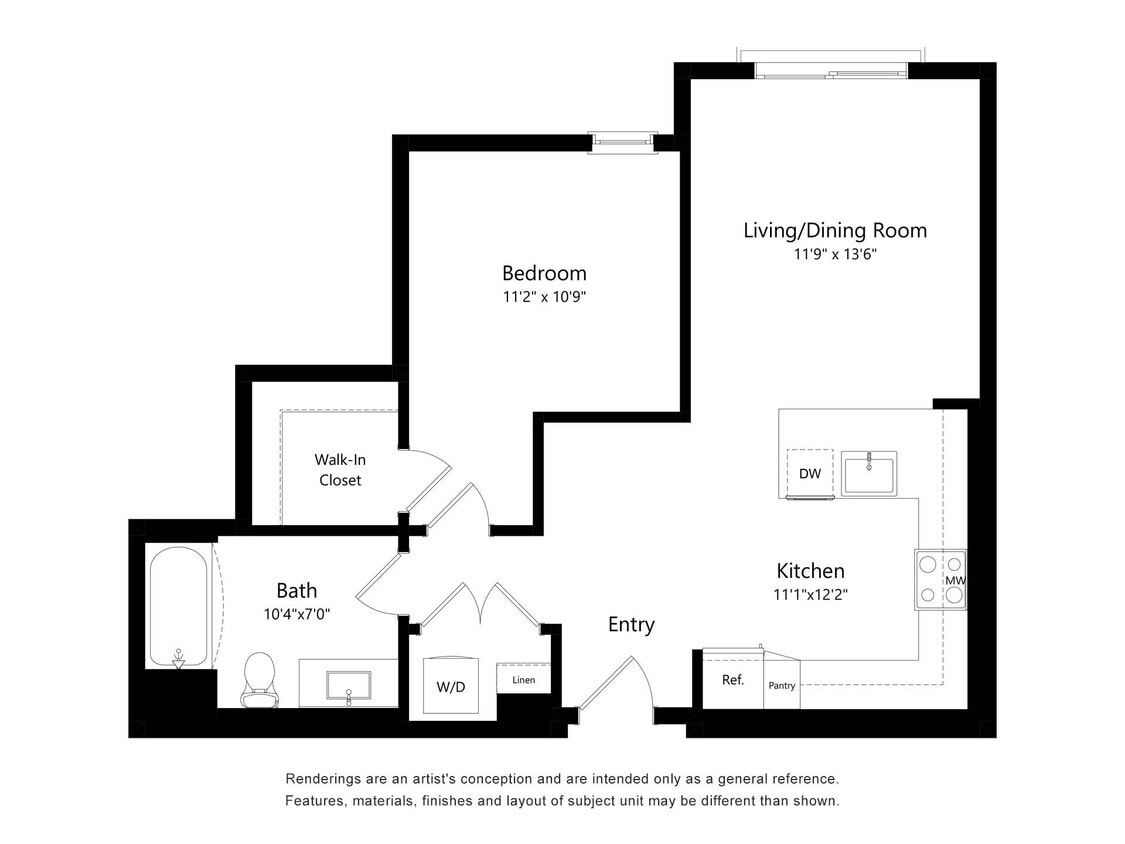 Floor Plan - A1A One bed one bath