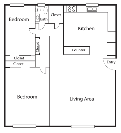 2BR/1BA - 2 Bedroom