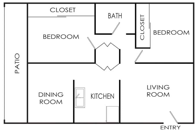 2BR/1BA - 2 Bed - 1 Bath