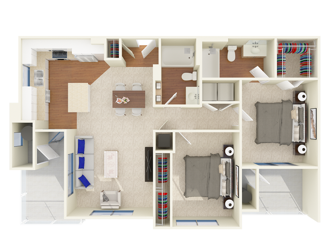Floor Plan - Two Bedroom Two Bath Model A