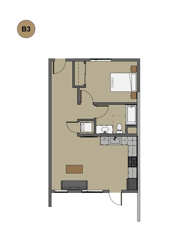 Floor Plan - 1x1 B-3