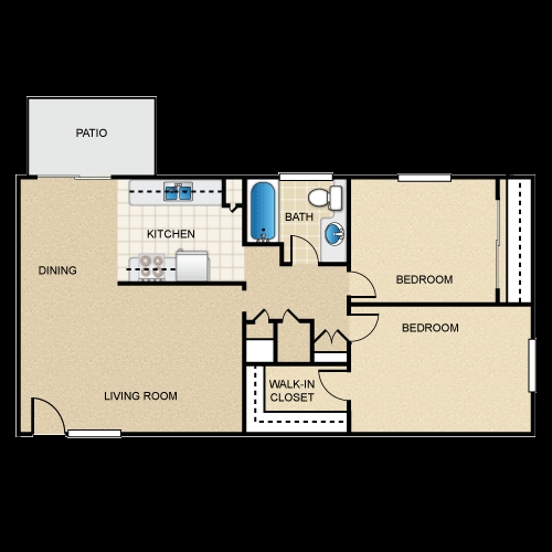 2BR/1BA - Plan B