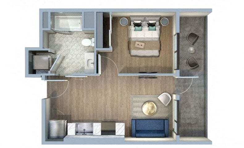 Floor Plan - 1 Bed/1 Bath-1C/1D/1E