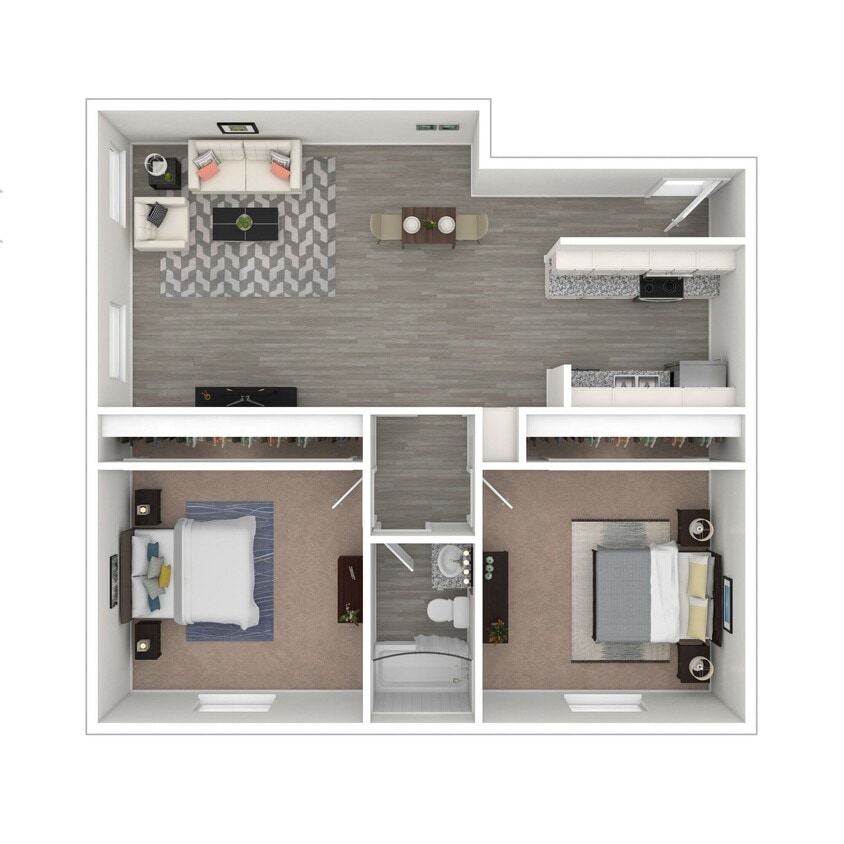 Poolside corner units - Two Bedroom One Bath