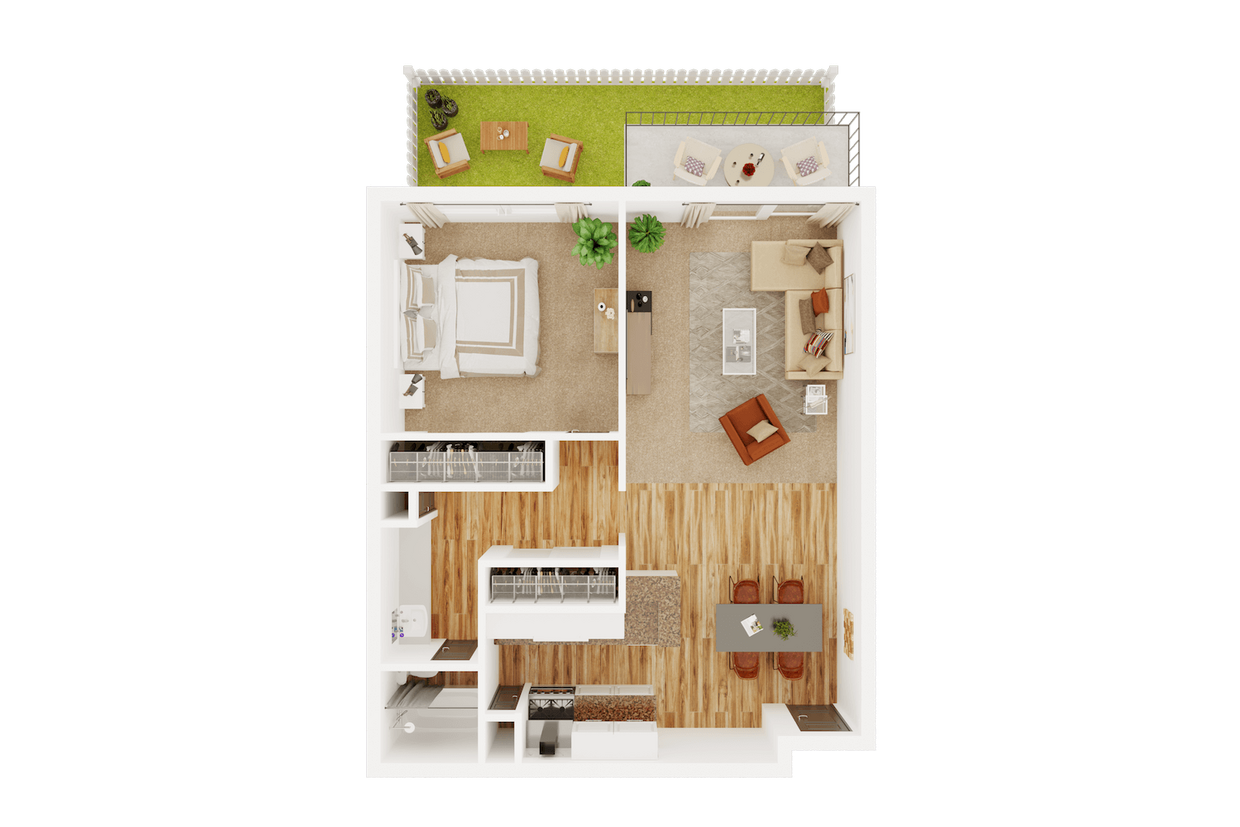 Floor Plan - One Bedroom and One Bathroom