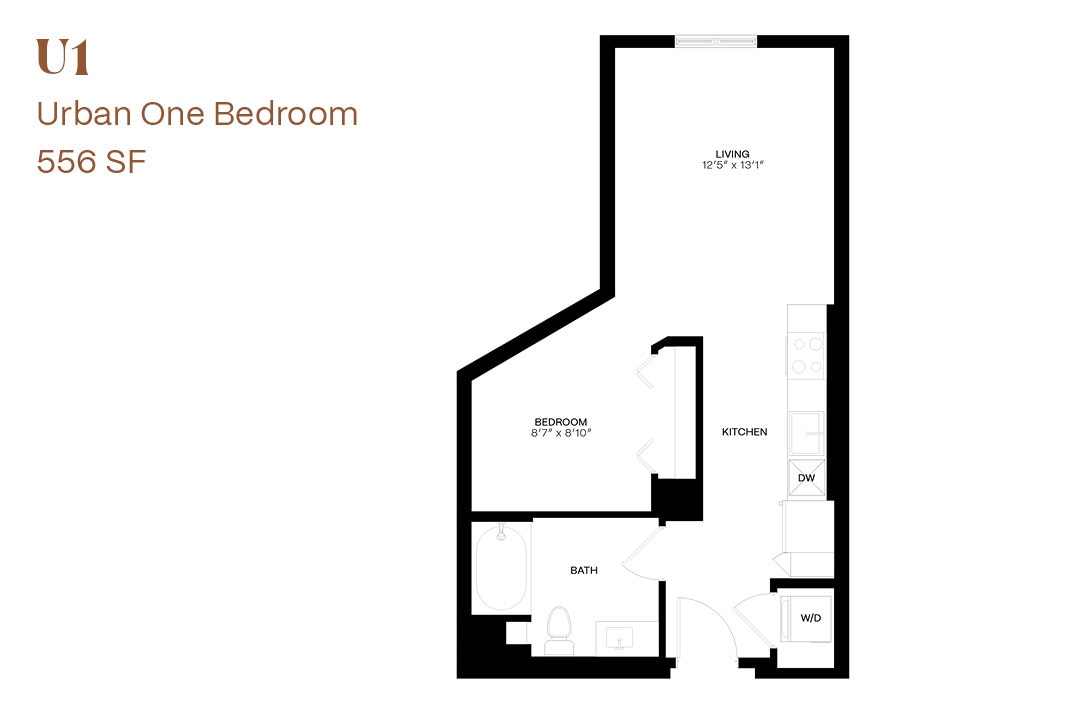 Floor Plan - Urban One Bedroom U1