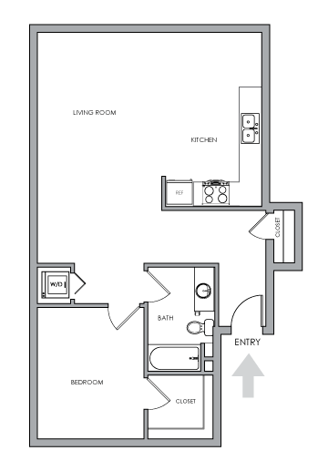 One-Bedroom, One-Bathroom 2D Floor Plans - 1X1 G - 1X1 G
