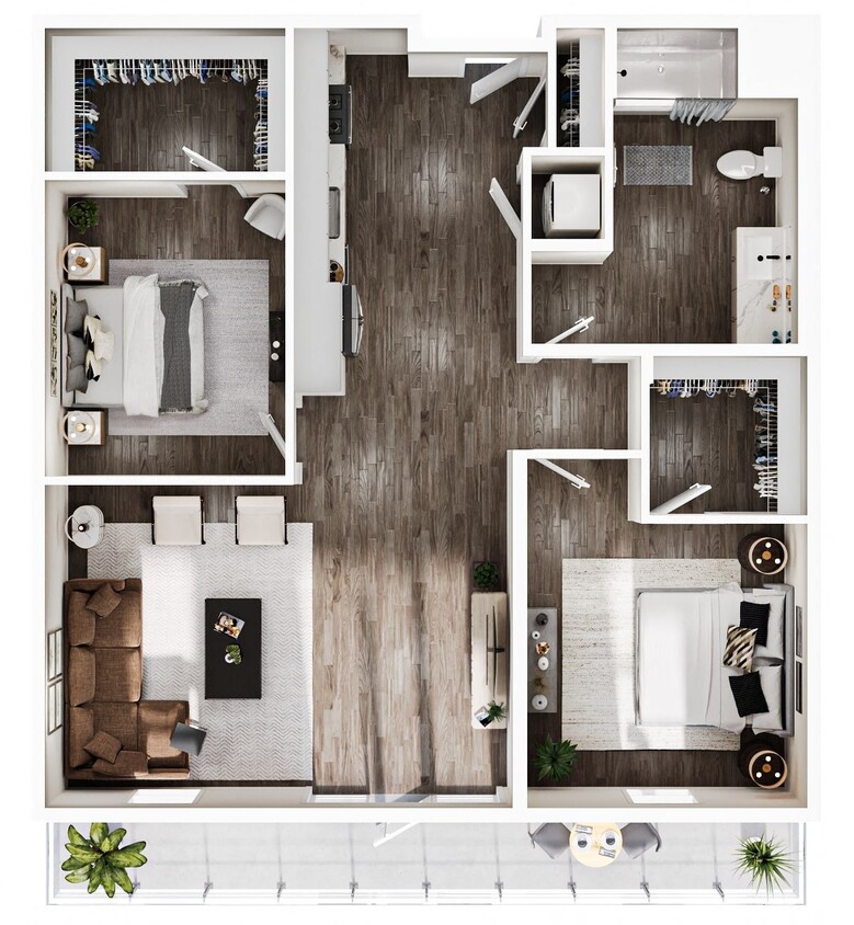 Floor Plan - 2 Bedroom | 1 Bath | Plan AD4