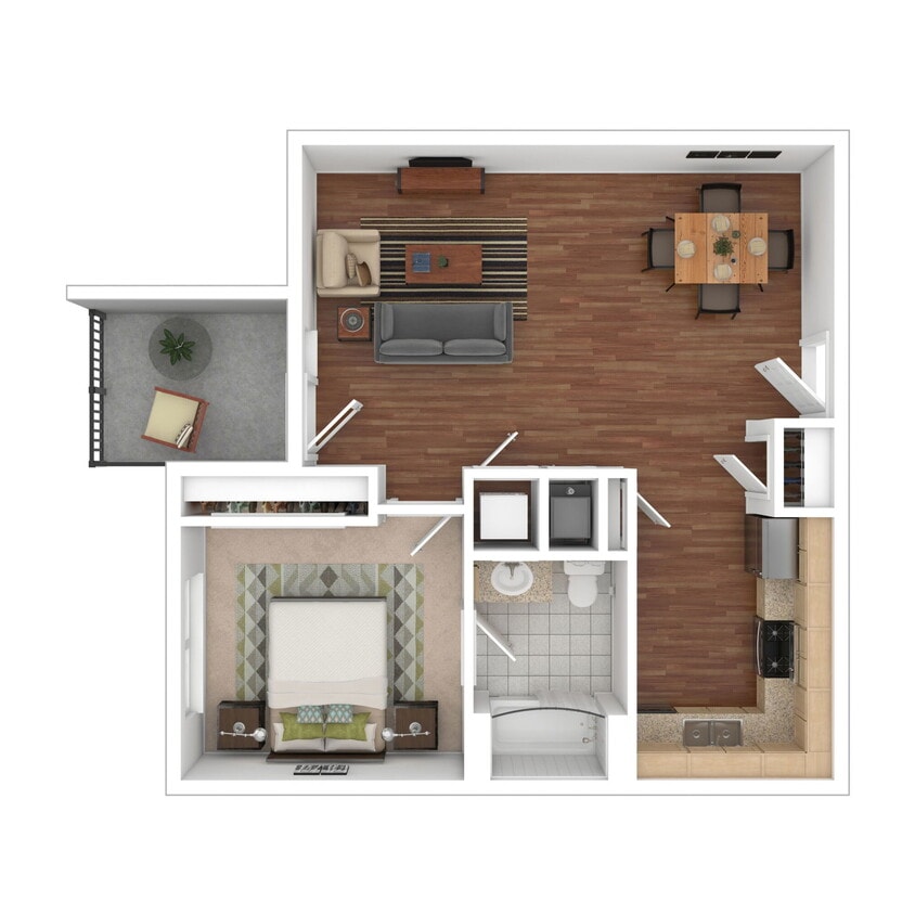 Floor Plan - 1 Bed 1 Bath