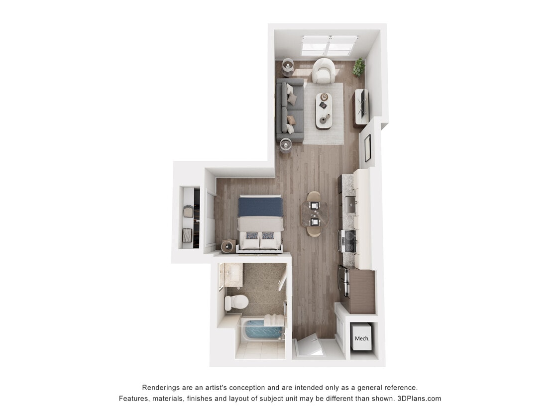 Floor Plan - T - 1 Bedroom