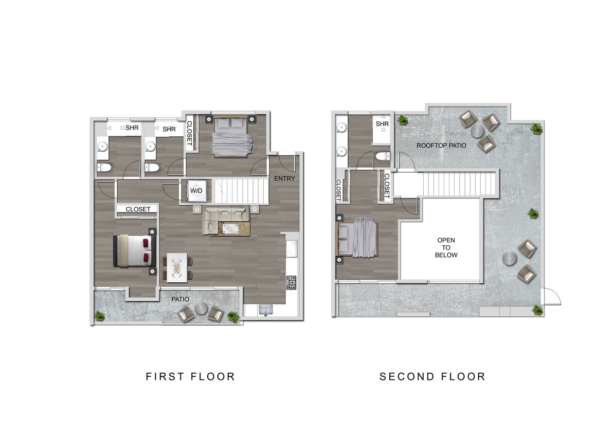 Floor Plan - Top Floor 3+3 Bedroom Loft W/Rooftop Patio