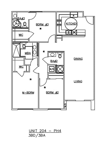 Floor Plan - Three-Bedroom Three-Bathroom - Q