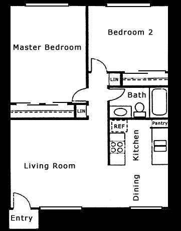 2BR/1BA - 2 BD/1 BA Downstairs