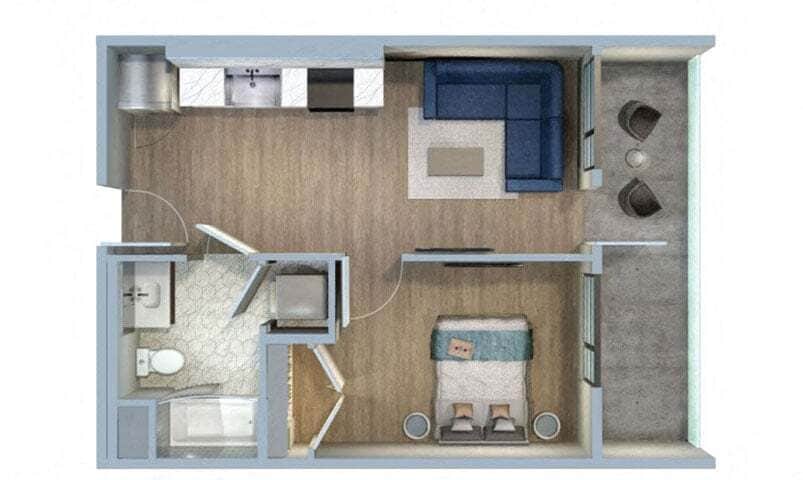 Floor Plan - 1 Bed/1 Bath-1N