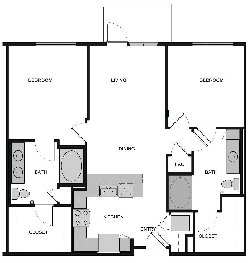 Floor Plan - B3 Two Bed  2 Bath