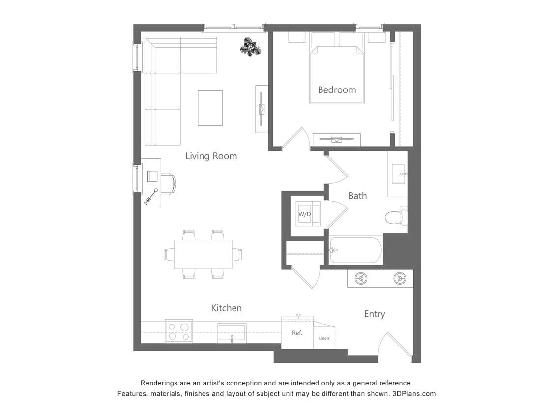 Floor Plan - 1D - 1 Bedroom