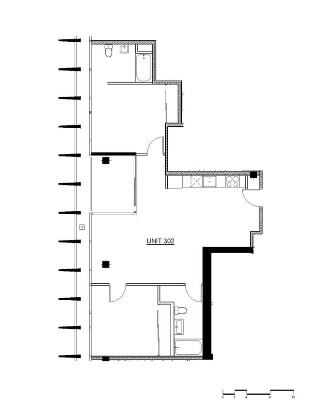 Two-Bedroom, Two-Bathroom 2D Floor Plan - 2x2B