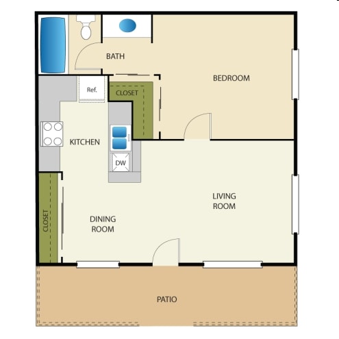 1BR/1BA - One Bedroom