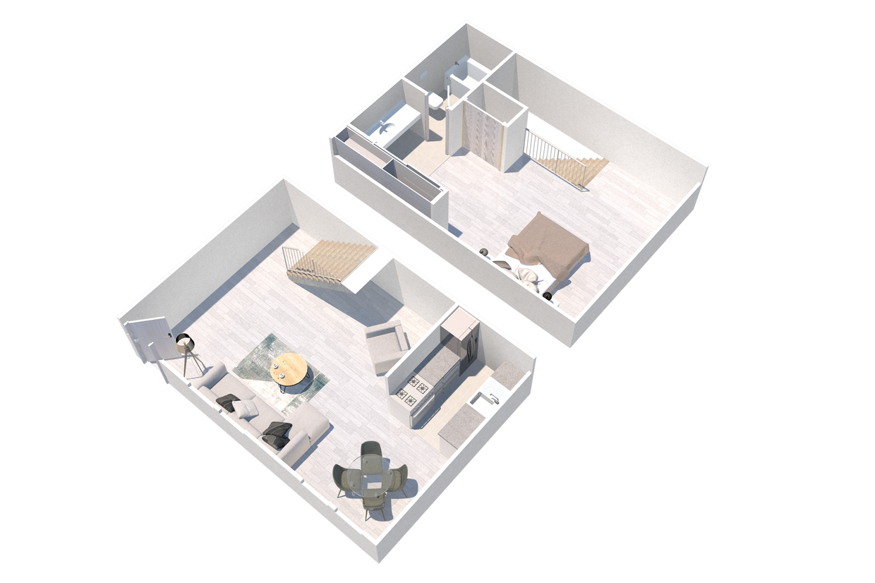 Floor Plan - One Bedroom Townhome