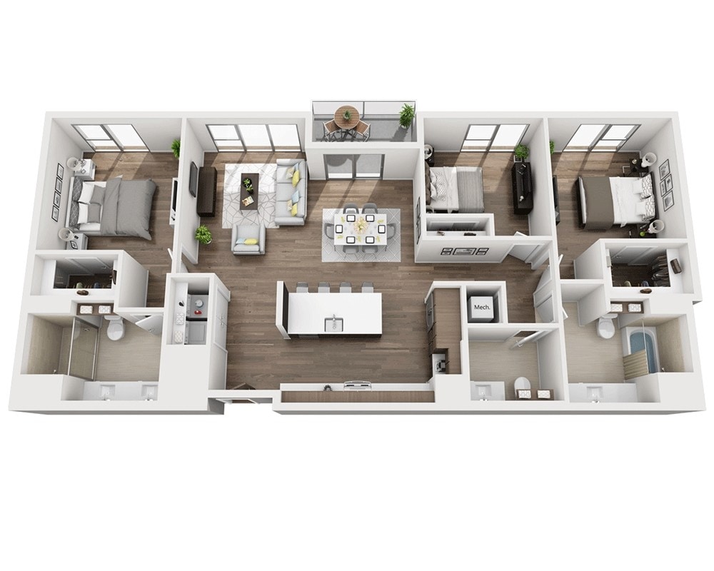 Floor Plan - Three Bedroom C2.5D
