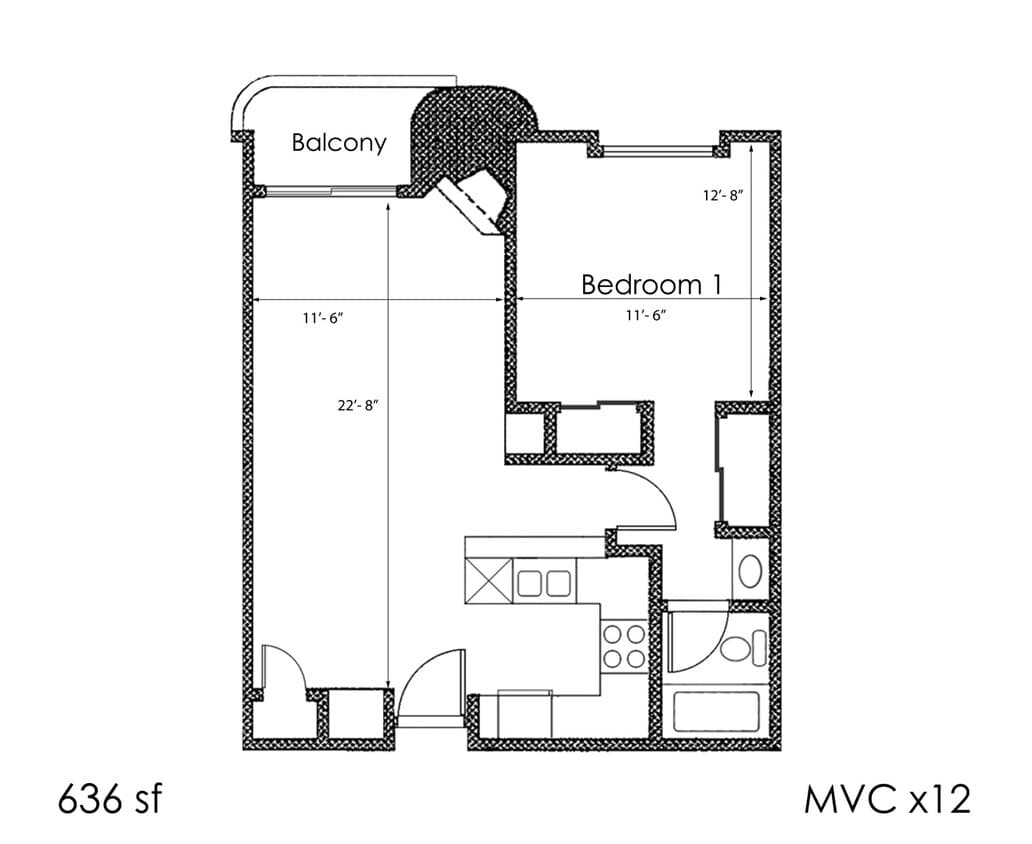 Floor Plan - 1BR 1BA - FLOOR PLAN G - 1400 MIDVALE