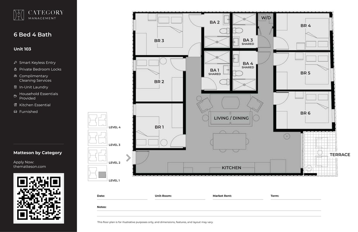 6 Bed 4 Bath - Type_C - Private Bedroom in Shared 6 Bed 4 Bath-C