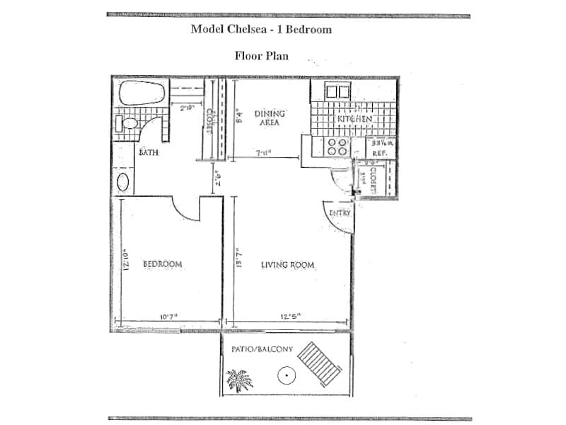 Floor Plan - 1 Bedroom 1 Bathroom