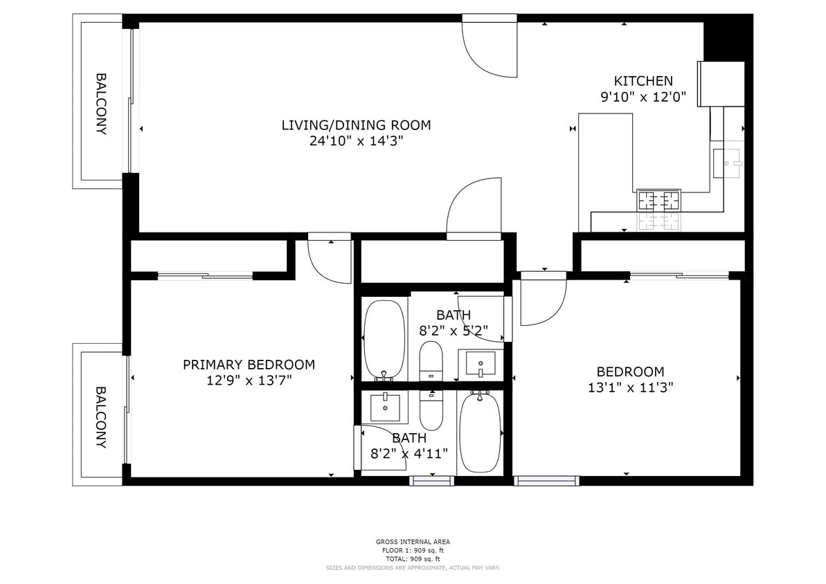 Floor Plan - 2 Bed 2 Bath