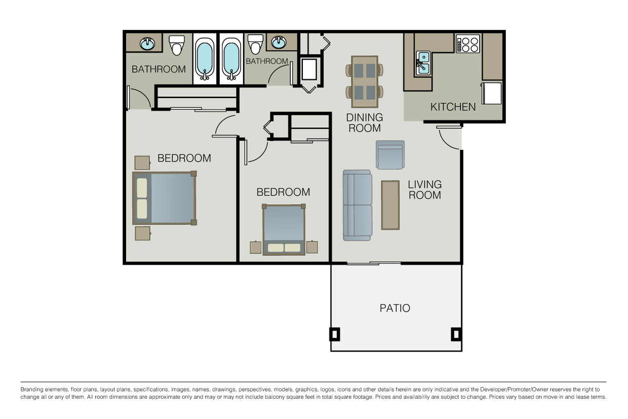 Floor Plan - 2 Bed 2 Bath (A)