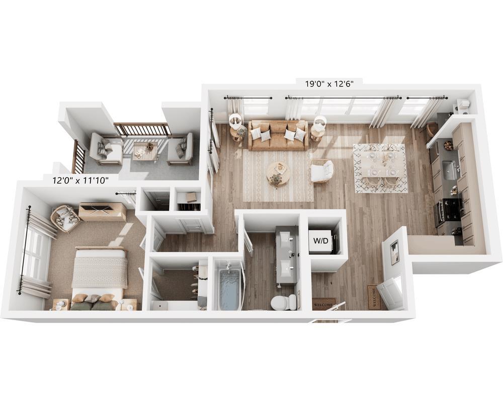 Floor Plan - One Bedroom - A1C