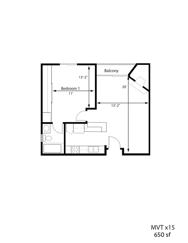 Floor Plan - 1BR 1BA - FLOOR PLAN D - 1441 MIDVALE