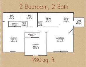 Floor Plan - 2 Bed 2 Bath