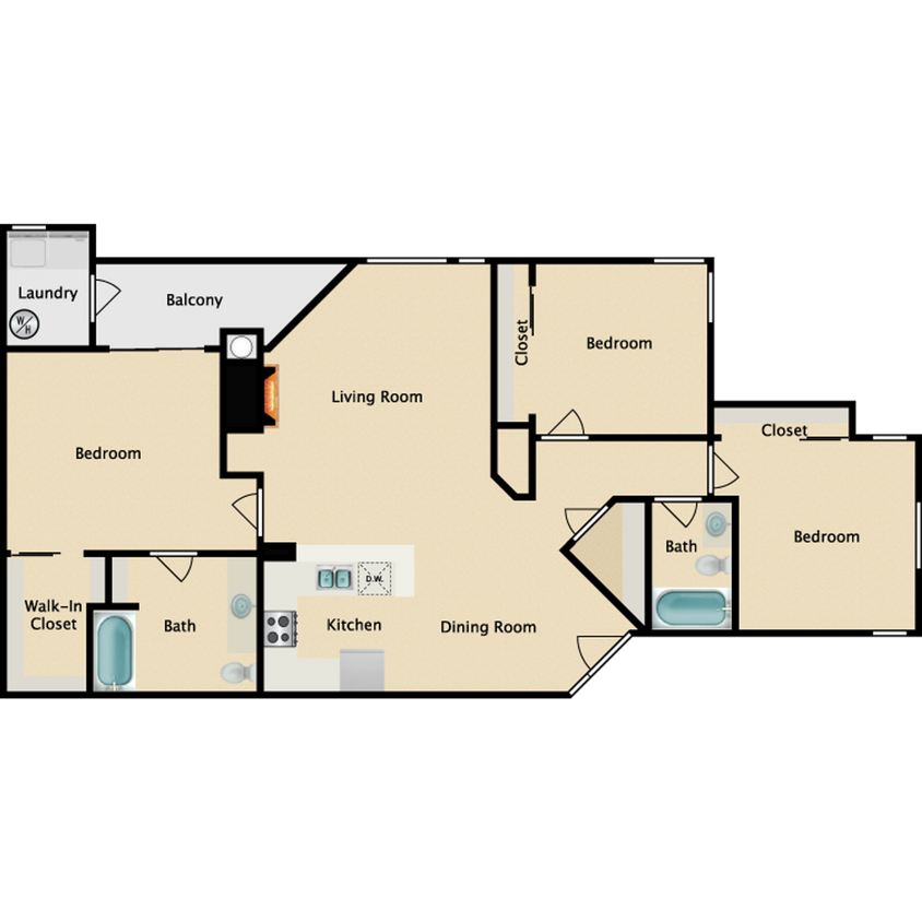 Floor Plan - 3/2 upstairs