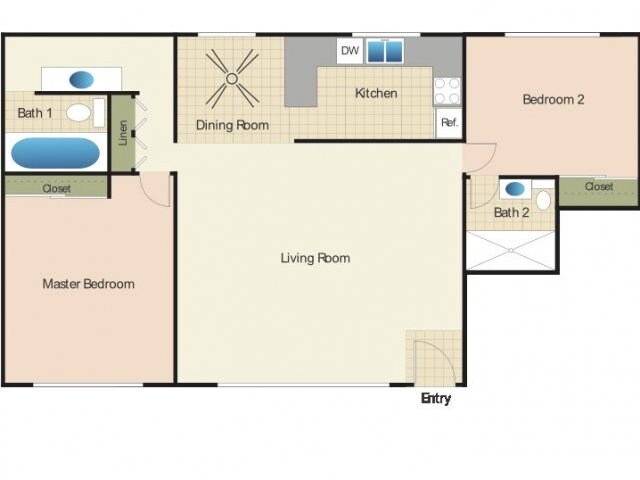 2BR/1.5BA - Luxo
