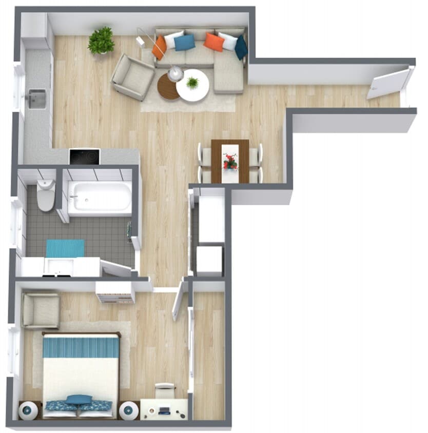 Floor Plan - 1 Bed / 1 Bath - C