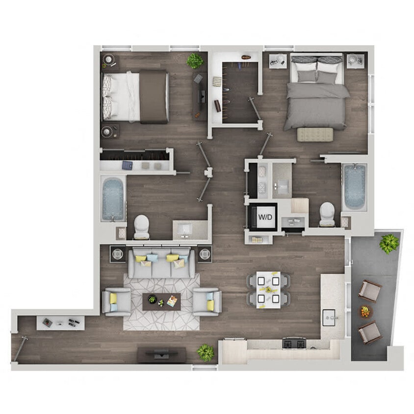 Floor Plan - 2BD, 2BTH A