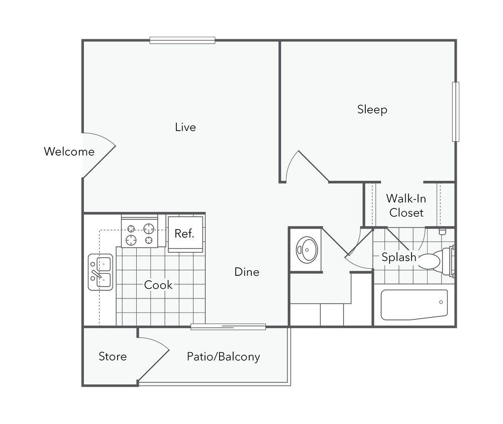 Mesa | 1-Bedroom Floorplan - Mesa