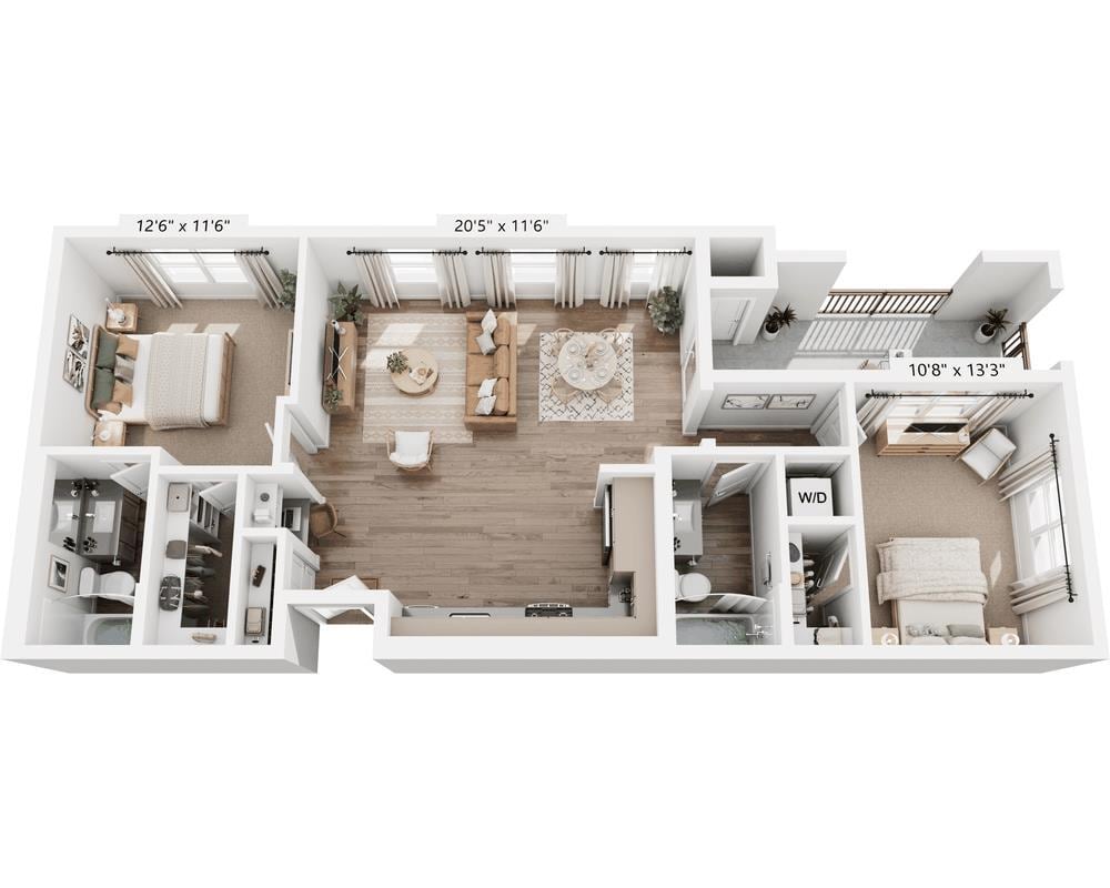 Floor Plan - Two Bedroom - B2A