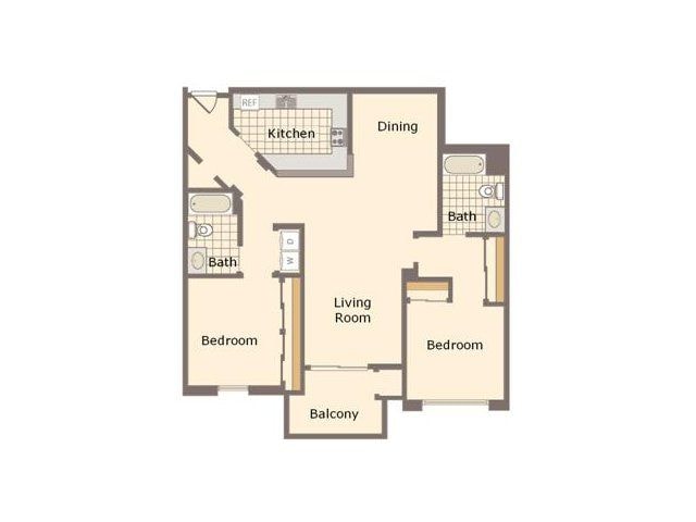 2 Bedroom / 2 Bath / 1120 Sq.Ft. - B1