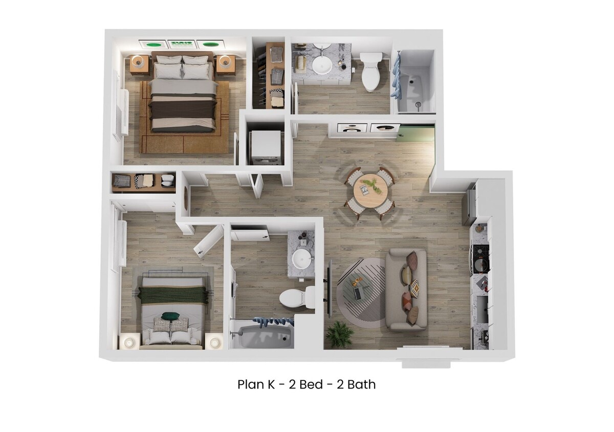 Floor Plan - Plan K - 2 x 2