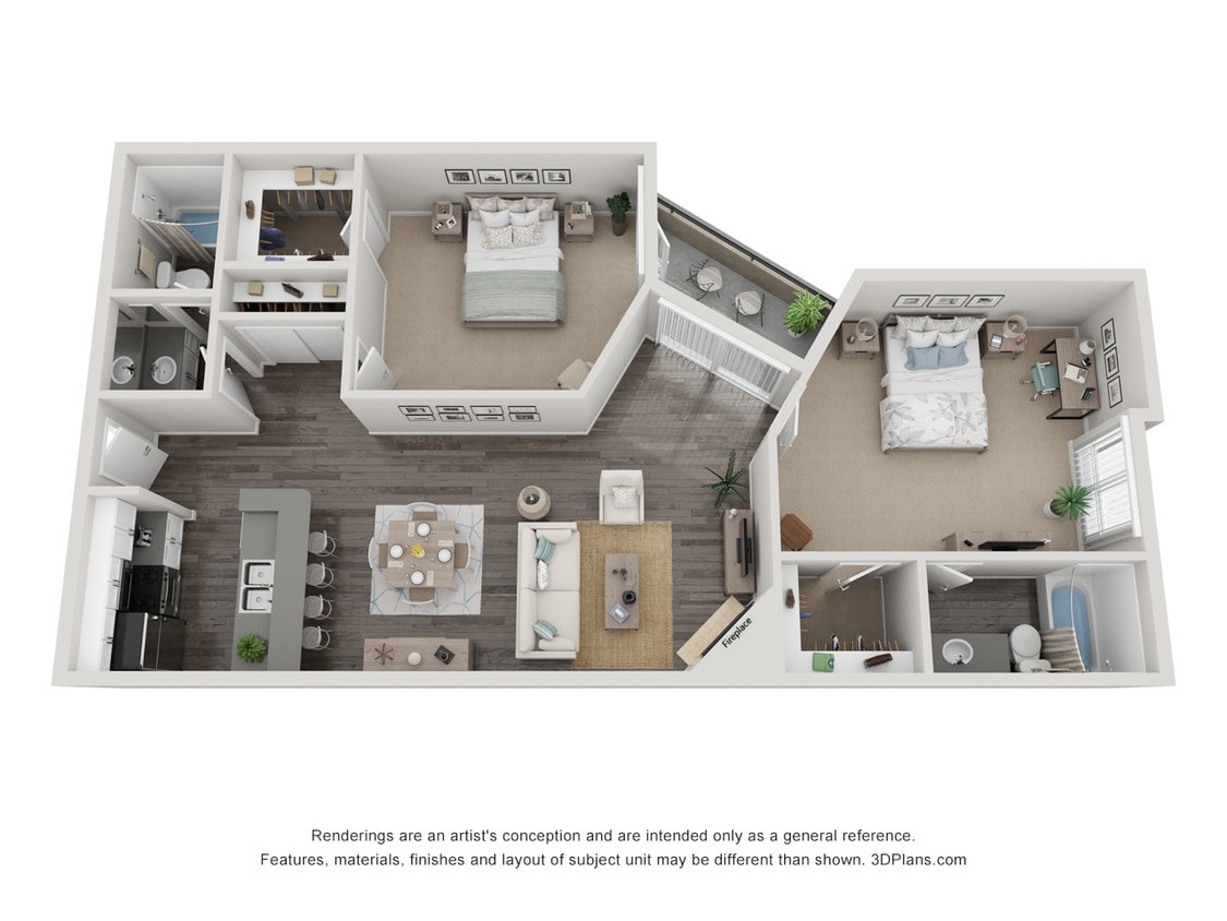 Floor Plan - Two Bed Two Bath-Tower 1 & 2
