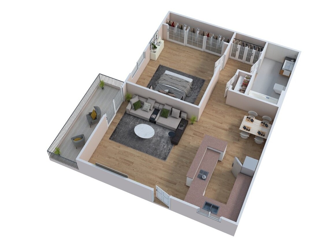Floor Plan - 1 Bed 1 Bath