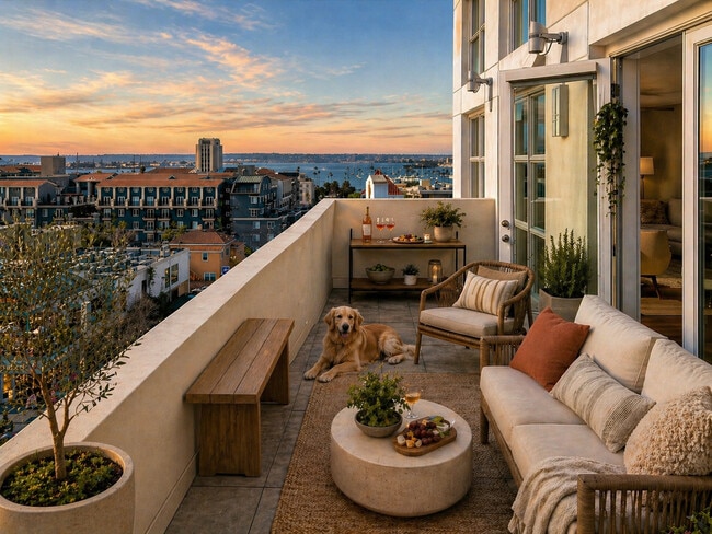 Sunset on the patio - Vici Luxury Apartments
