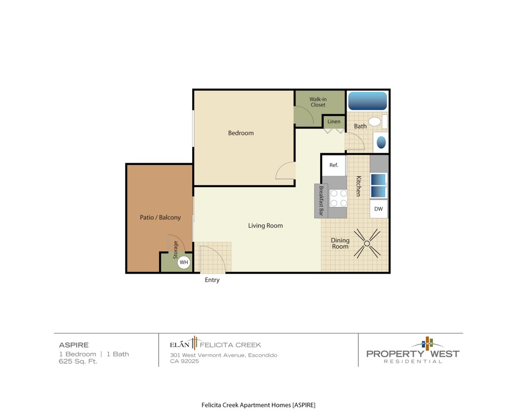 Floor Plan - 1 Bedroom 1 Bath - 11A